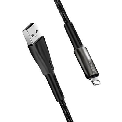 Дата кабель USB 2.0 AM to Lightning 1.0m zinc alloy + led black ColorWay (CW-CBUL035-BK)