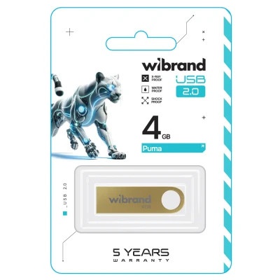 USB флеш накопичувач Wibrand 4GB Puma Gold USB 2.0 (WI2.0/PU4U1G)