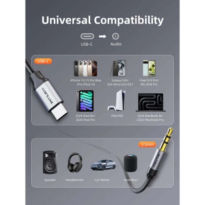 Кабель мультимедійний USB-C to 3.5mm M 1.0m Cabletime (CA915767)