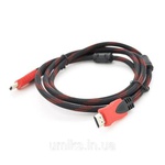 Кабель мультимедійний HDMI to HDMI 3.0m v1.4, OD-7.4mm Black/RED Merlion (YT-HDMI(M)/(M)NY/RD-3.0m)