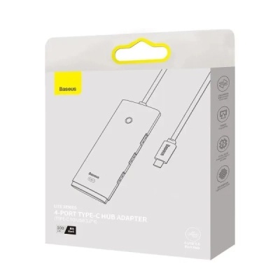 Концентратор Baseus USB-C to 4xUSB 3.0 1.0m black (WKQX030401)