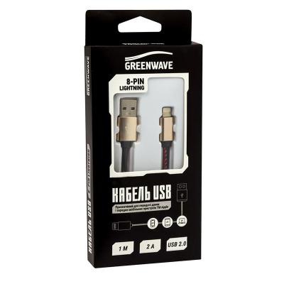 Дата кабель USB 2.0 AM to Lightning 1.0m DC-IP-102TF black Greenwave (R0014161)