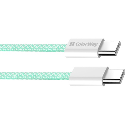 Дата кабель USB-C to USB-C 1.0m 60W 3.0А green ColorWay (CW-CBPDCC061-G)