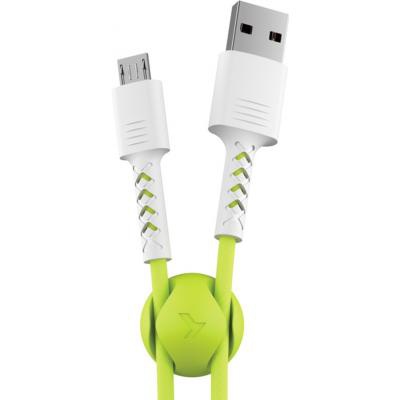 Дата кабель USB 2.0 AM to Micro 5P 1.0m Soft white/lime Pixus (4897058531176)