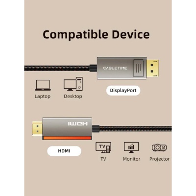 Кабель мультимедійний DisplayPort M to HDMI M 8K60Hz Cabletime (CA916405)