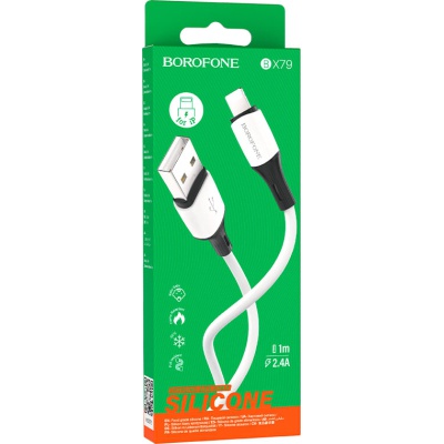 Дата кабель USB 2.0 AM to Lightning 1.0m 3A White BOROFONE (BX79LW)