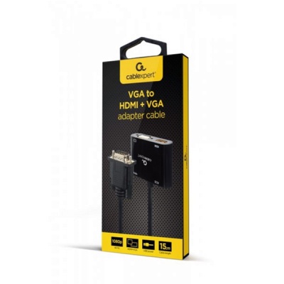 Перехідник Cablexpert VGA to HDMI/VGA+audio 3.5mm (A-VGA-HDMI-02)