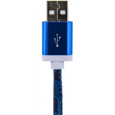 Дата кабель LogicPower USB 2.0 -> Lightning 1м Bl (кожа) синий /Retail (5136)