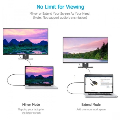 Кабель мультимедійний USB-C to VGA 1.8m FHD60Hz black Choetech (XCV-1801-BK)