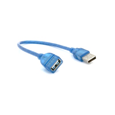 Дата кабель USB 2.0 AM/AF 0.3m blue transparent Voltronic (YT-AM/AF-0,3TBL)