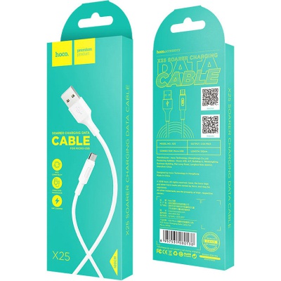 Дата кабель USB 2.0 AM to Micro 5P 1.0m 2A PVC X25 white HOCO (6957531080138)