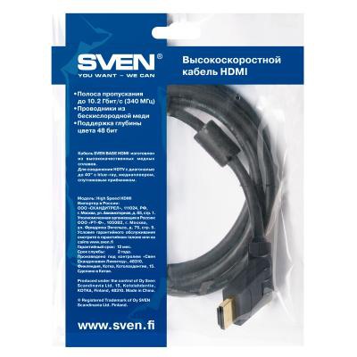 Кабель мультимедийный HDMI to HDMI 1.8m SVEN (00142)