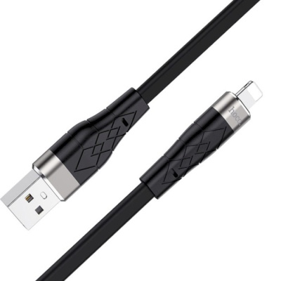 Дата кабель USB 2.0 AM to Lightning 1.0m 2.4A silicone X53 black HOCO (6931474738059)