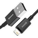 Дата кабель USB 2.0 AM to Lightning 1.0m 2.4A Superior Series Black Baseus (CALYS-A01)