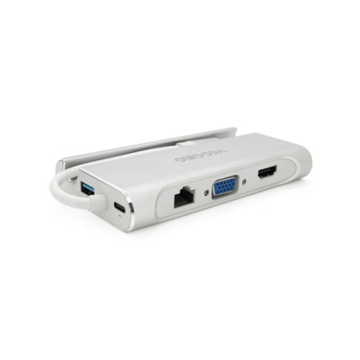 Концентратор VEGGIEG USB-C 5-in-1 USB-C + 3xUSB 3.0 + HDMI + RJ45 0.1m silver (TC07-S)
