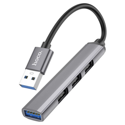Концентратор HOCO USB to USB 3.0 + 3xUSB 2.0 metal gray (6931474765468)