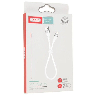 Дата кабель USB 2.0 AM to Lightning 0.25m 2.4A white XO (XO-NB179-BK)