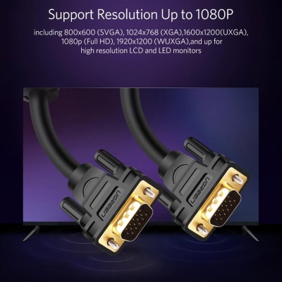 Кабель мультимедійний VGA M to VGA M 1.0m VG101 black UGREEN (11673)