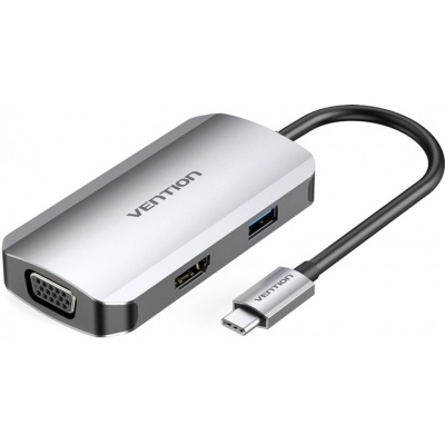 Концентратор Vention USB3.1 Type-C --> HDMI/VGA/USB 3.0/PD 100W Hub 4-in-1 (TOAHB)