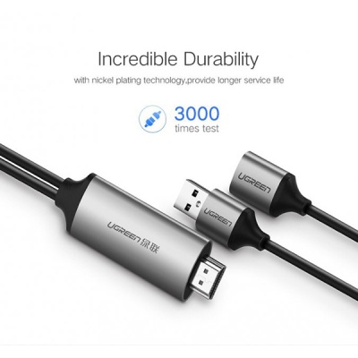 Кабель мультимедійний USB to HDMI 1.5m gray Ugreen (50291)