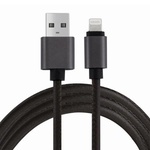 Дата кабель USB 2.0 AM to Lightning 1m pu leather black Vinga (VCPDCLLS1BK)
