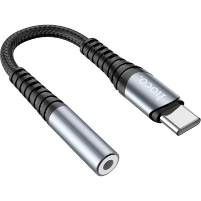 Перехідник USB-C M to 3.5mm F LS33 metal gray HOCO (6931474761163)