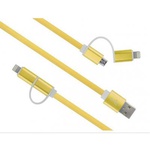 Дата кабель USB 2.0 AM to Lightning + Micro 5P 1.0m flat yellow Vinga (VRC791Y)