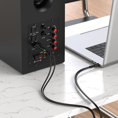 Кабель мультимедійний 3.5mm M to 2xRCA 1.5m Black BOROFONE (6974443382204)