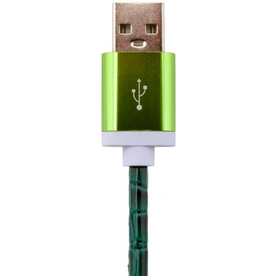 Дата кабель LogicPower USB 2.0 -> Lightning 1м Gr (кожа) зеленый /Retail (5137)