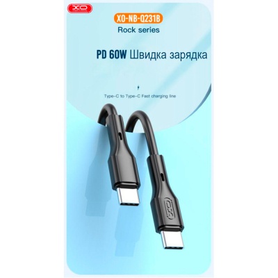 Дата кабель USB-C to USB-C 1.0m NB-Q231B 60W Black XO (NB-Q231B-BK)