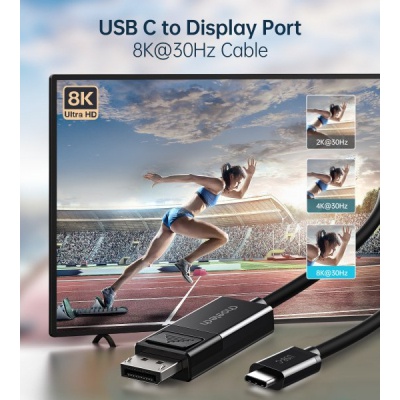 Кабель мультимедійний USB-C to DisplayPort 1.8m 8K 30Hz Choetech (XCP-1803-BK)