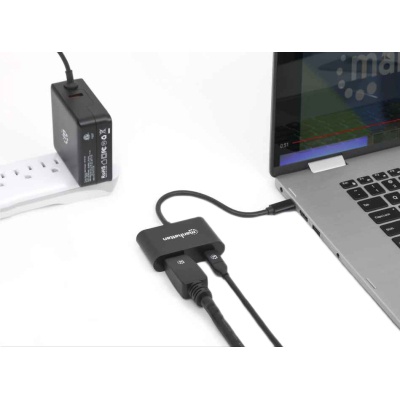 Концентратор Intracom USB3.1 Type-C to DisplayPort(Thunderbolt 3)/PD 60W/ Black Manhattan (153447)