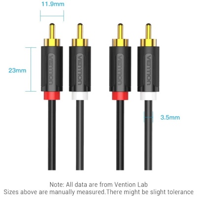 Кабель мультимедійний 2xRCA M to 2xRCA M 1.5m black Vention (BCMBG)