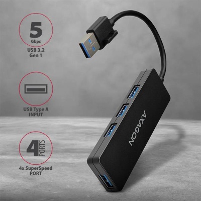 Концентратор AXAGON USB 3.1 to 4xUSB 3.0 black (HUE-G1A)