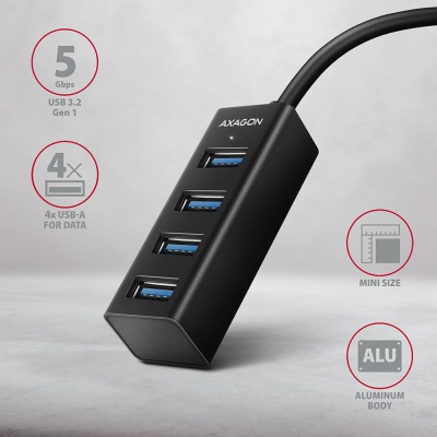 Концентратор AXAGON USB-C to 4xUSB 3.0 0.2m black (HUE-M1C)