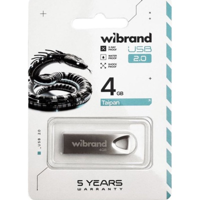USB флеш накопичувач Wibrand 4GB Taipan Silver USB 2.0 (WI2.0/TA4U2S)