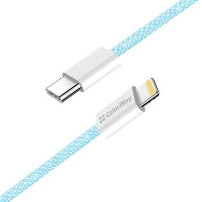 Дата кабель USB-C to Lightning 1.0m 27W blue ColorWay (CW-CBPDCL061-BL)