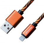 Дата кабель USB 2.0 AM to Lightning 1.0m Orange/Black Grand-X (FL05OB)