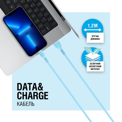 Дата кабель USB 2.0 AM to Micro 5P 1.2m AL-CBCOLOR-M1BL Blue ACCLAB (1283126518133)