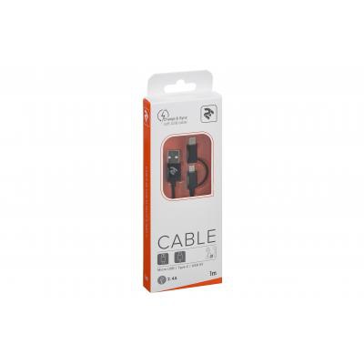 Дата кабель USB 2.0 AM to Micro 5P + Type-C 1.0m 5V/2.4A, Black 2E (2E-CCMTAB-BL)