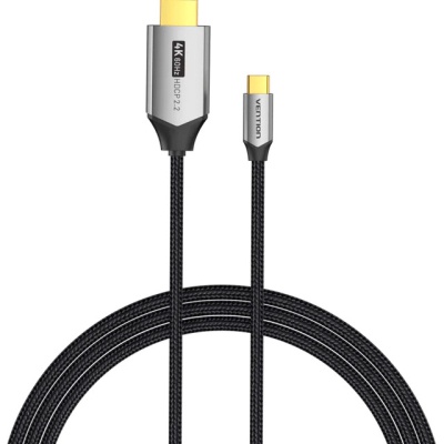 Кабель мультимедійний USB-C 3.1 to HDMI 1.5m 4K 60 Гц Thunderbolt 3 HDCP2.2 PVC Black Vention (CRBBG)