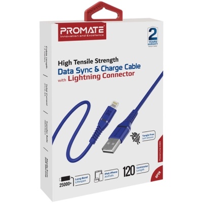 Дата кабель USB 2.0 AM to Lightning powerline-ai120.blue Promate (powerline-ai120.blue)