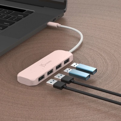 Концентратор J5create USB-C to 4xUSB-A 3.2 10Gbps rose (JCH341ER-N)