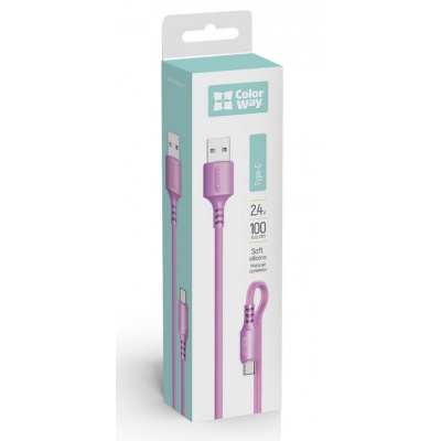 Дата кабель USB 2.0 AM to Type-C 1.0m soft silicone violet ColorWay (CW-CBUC044-PU)