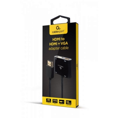 Перехідник Cablexpert HDMI to HDMI/VGA+audio 3.5mm (A-HDMIM-HDMIFVGAF-01)