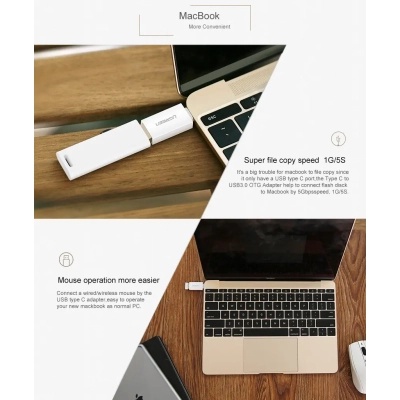Перехідник OTG USB 3.0 AF to USB-C US173 White UGREEN (30155)