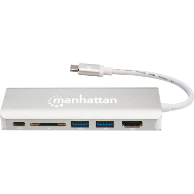 Концентратор Intracom USB3.1 Type-C to HDMI/USB 3.0x2/RJ45/SD/PD 60W Hub 7-in-1 Manhattan (152075)