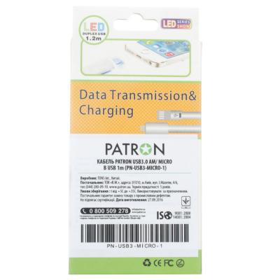 Дата кабель PATRON USB3.0 AM to Micro 5P 1.0m (CAB-PN-USB3-MICRO-1)