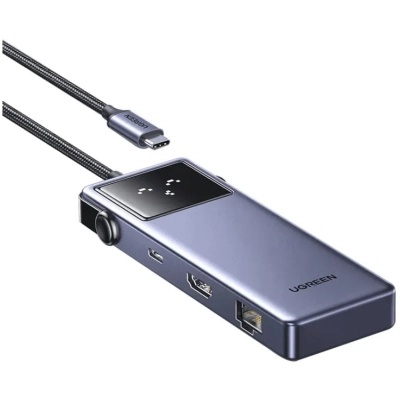 Концентратор Ugreen USB-C 7-in-1 3xUSB + 1xUSB-C + HDMI + RJ45 + PD 100W CM888 gray (45155)