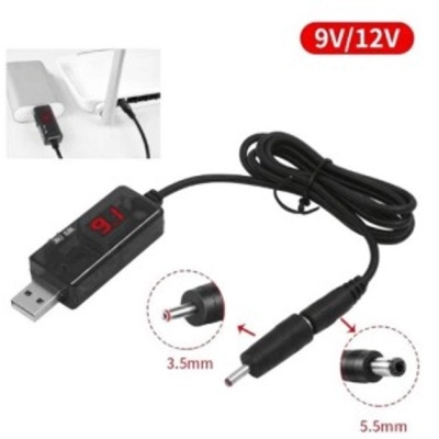 Кабель живлення USB to DC 5.5x2.5mm + 3.5x1.35mm 9V-12V 0.8m 18W Kingda (KD-USB-DC9/12)